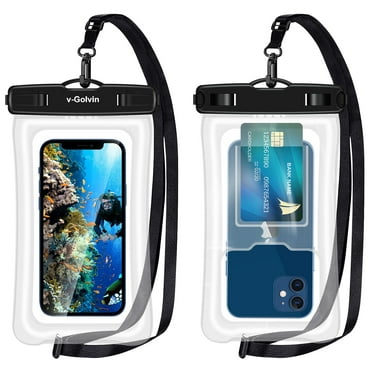 Casetego Universal Waterproof Phone Pouch with Card Slot&Lanyard, IPX8 Cellphone Dry Bag Waterproof Case for iPhone 14 13 12 11 Pro Max SE XS XR S10 S9 Note 20/10 Up to 7" -2 Pack,Black