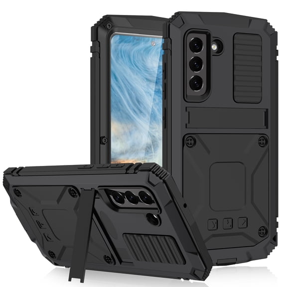 Casetego for Samsung Galaxy S21 FE Case,Built in Kickstand Heavy Duty Military Grade Rugged Shockproof Protective Cover,Black
