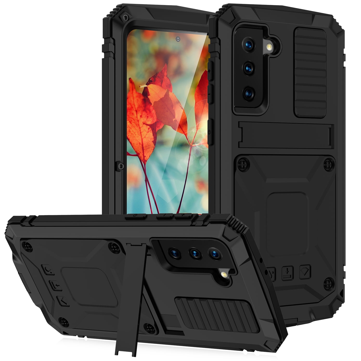 Casetego for Samsung Galaxy S21/S30 Case,Built in Kickstand Heavy Duty Military Grade Rugged Shockproof Protective Cover,Black