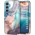 thumbnail image 1 of Casetego for Samsung Galaxy S23 FE Case,Fashion Marble Heavy Duty Shockproof Full Body Protective Phone Cover for Women Girls,Blue Gray, 1 of 8