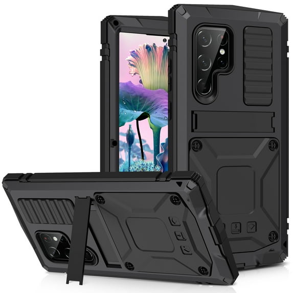 Casetego for Samsung Galaxy S23 Ultra Case,Built in Kickstand Heavy Duty Military Grade Rugged Shockproof Protective Cover,Black
