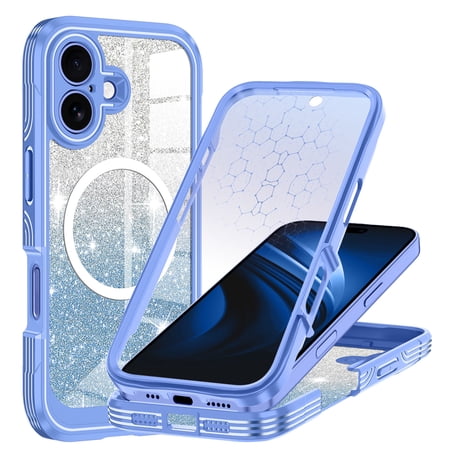 Casetego for iPhone 17 Magnetic Case,[Compatible with Mag-safe] Full Body Shockproof with Built-in Screen Protector Drop Protective Phone Cover,Blue