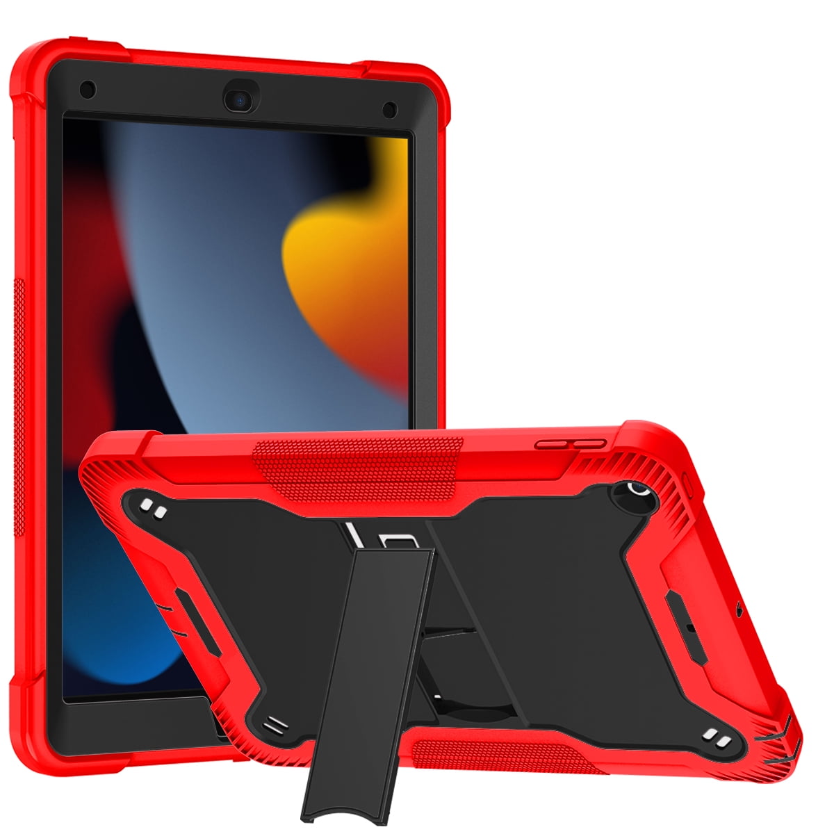 Casetego for iPad 9th/8th/7th Generation 2021/2020/2019(10.2 inch),Heavy Duty Military Grade Shockproof Rugged Protective 10.2" Cover with Built-in Stand for iPad 9 8 7 Gen,Black/Red