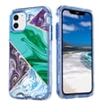 thumbnail image 1 of Casetego for iPhone 11 Case 6.1",Shiny Bling Marble Full Body Protective Support Wireless Charing Bumper Rugged Anti-Scratch Hybrid Rubber Case Cover,Purple Green, 1 of 1