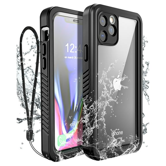 Casetego Shockproof Rugged Cell Phone Case with Lanyard for iPhone 11 Pro, Black