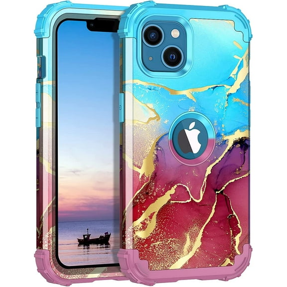 Casetego for iPhone 13 Case,Not for iPhone 13 Pro,Three Layer Heavy Duty Shockproof Protection Hard Plastic Bumper +Soft Silicone Rubber Protective Cover,Red