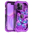 thumbnail image 1 of Casetego for iPhone 14 Pro Max Case,Glow in The Dark Three Layer Heavy Duty Sturdy Shockproof Protection Rugged Hard PC+Soft TPU Bumper Case,Purple Blue Butterfly, 1 of 8
