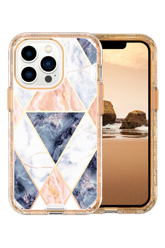 for iPhone 14 Pro Max Case,Shiny Bling Marble Full Body Protective Support Wireless Charing Bumper Rugged Anti-Scratch Hybrid Rubber Case Cover,White Gold