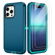 Casetego for iPhone 15,15 Pro,15 Plus,15 Pro Max Case with 2 Pack Screen Protector,Heavy Duty Shockproof Full Body Protective Phone Cover for iPhone 15 Pro Max,Turquoise