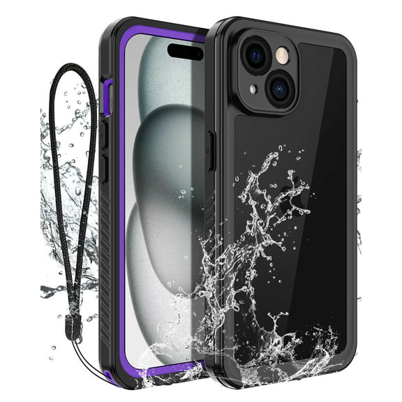 Casetego for iPhone 15 Case,IP68 14FT Waterproof Dustproof Shockproof Phone Case with Rugged Full Body Protective and Built-in Screen Protector 6.1'' Phone Case,Purple