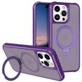 thumbnail image 1 of Casetego for iPhone 15 Pro Phone Case,Compatible with MagSafe,Built in Foldable Kickstand Slim Rugged Impact Resistant Metal Ring Support Drop Protector Cover,Purple, 1 of 7