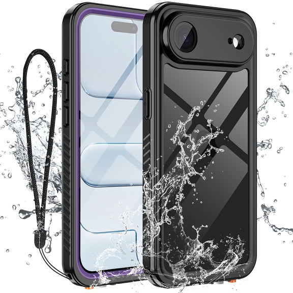 Casetego For iPhone Air Case,IP68 Waterproof 16FT Underwater Military Dustproof Shockproof Rugged with Built-in Screen Protector Full Protect Phone Cover with Lanyard,Purple