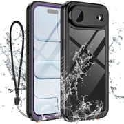 Casetego For iPhone Air Case,IP68 Waterproof 16FT Underwater Military Dustproof Shockproof Rugged with Built-in Screen Protector Full Protect Phone Cover with Lanyard,Purple