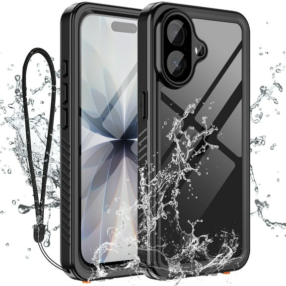 Casetego For iPhone 17 Case,IP68 Waterproof 16FT Underwater Military Dustproof Shockproof Rugged with Built-in Screen Protector Full Protect Phone Cover with Lanyard,Black