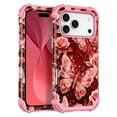 thumbnail image 1 of Casetego for iPhone 17 Pro 5G Case,Glow in The Dark Three Layer Heavy Duty Shockproof Protection Hard Plastic Bumper+Soft Silicone Protective 6.3 inch Case,Rose Gold Butterfly, 1 of 9