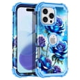 thumbnail image 1 of Casetego for iPhone 16 Pro Case,Glow in The Dark Three Layer Heavy Duty Shockproof Full Body Protection Hard Plastic Bumper+Soft Silicone Protective Case,Blue Rose, 1 of 8