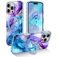 thumbnail image 1 of Casetego for iPhone 16 Pro Case,with Magnetic Invisible Ring Stand [Compatible with MagSafe],Rugged Slim Women Men Girl Shockproof Marble Pattern Design Case,Purple/Blue, 1 of 8