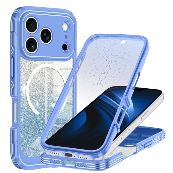Casetego Compatible with iPhone 17 Pro Magnetic Case,[Compatible with Mag-Safe] Full Body Shockproof with Built-in Screen Protector Drop Protective Phone Cover,Blue