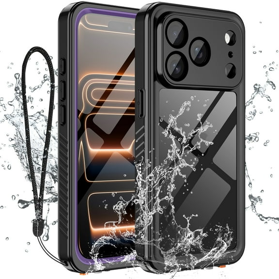 Casetego For iPhone 17 Pro Max Case,IP68 Waterproof 16FT Underwater Military Dustproof Shockproof Rugged with Built-in Screen Protector Full Protect Phone Cover with Lanyard,Purple