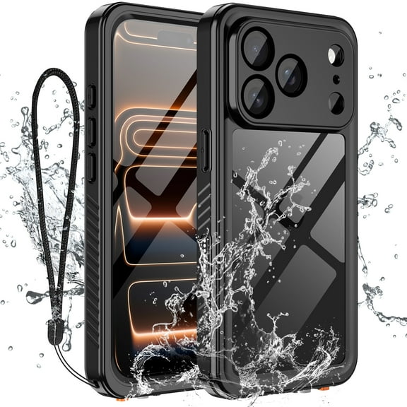 Casetego For iPhone 17 Pro Max Case,IP68 Waterproof 16FT Underwater Military Dustproof Shockproof Rugged with Built-in Screen Protector Full Protect Phone Cover with Lanyard,Black