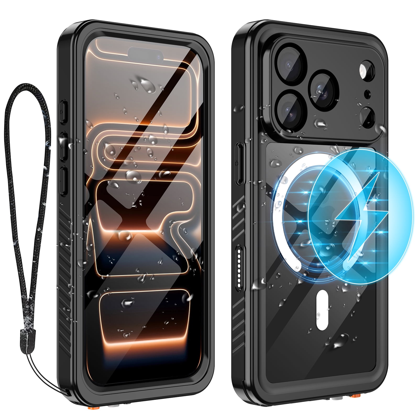 Casetego for iPhone 17 Pro Max Waterproof Case,Compatible with Mag-safe,with Built-in Screen Protector Full-Body Snowproof,Dustproof and Shockproof Protective Magnetic Phone Case,Black