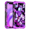 thumbnail image 1 of Casetego For iPhone XR Case,Glow in The Dark Three Layer Heavy Duty Shockproof Hard Plastic Bumper+Soft Silicone Protective Case for Apple iPhone XR,Purple Butterfly, 1 of 7