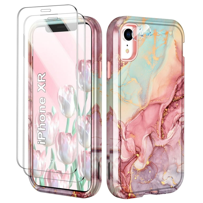 Casetego iPhone XR Sparkle Hard Silicone Case, Pack Screen