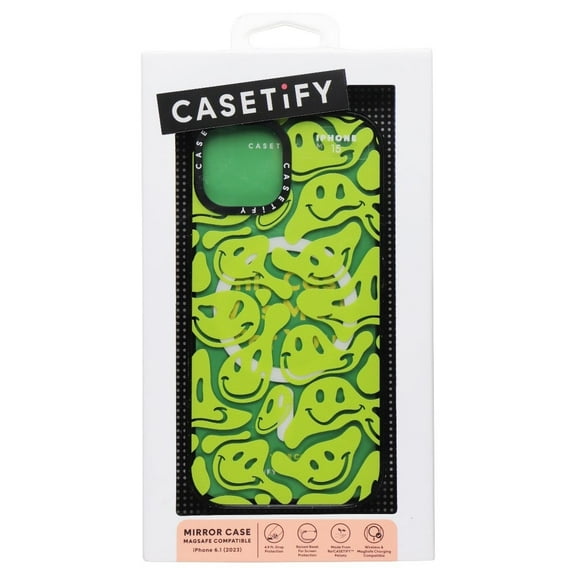Casetify Impact Series Case for MagSafe for iPhone 15 - Acid Smiles Neon Green