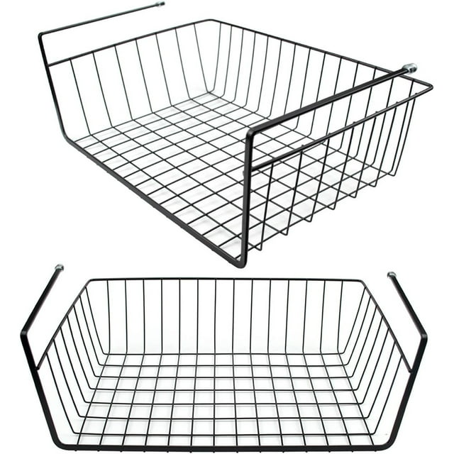 Casewin 1 Pack Black Under Shelf Wire Basket, Hanging Storage Baskets