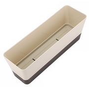 Casewin 1 Pack Indoor Window Box Planter, 12x3.8 Inch Rectangle Herb Planter with Tray, Modern Small Succulent Cactus Flower Plastic Plant Pot for Window Sill, Garden Balcony, Office Shelf Decoration