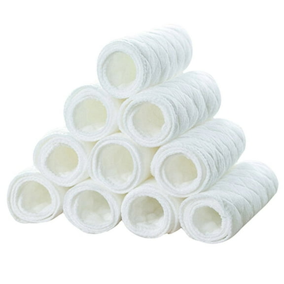 Casewin 10 PCS Reusable Baby Cotton Cloth Diaper，Three Layer White Baby Diaper， Washable Quick Sucking Eco-friendly Cotton Diaper Liner
