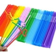 thumbnail image 1 of Casewin 100 PCS Flexible Plastic Drinking Straws, 10.2 Inches Extra Long Colorful Disposable Bendy Party Fancy Straws, 1 of 9