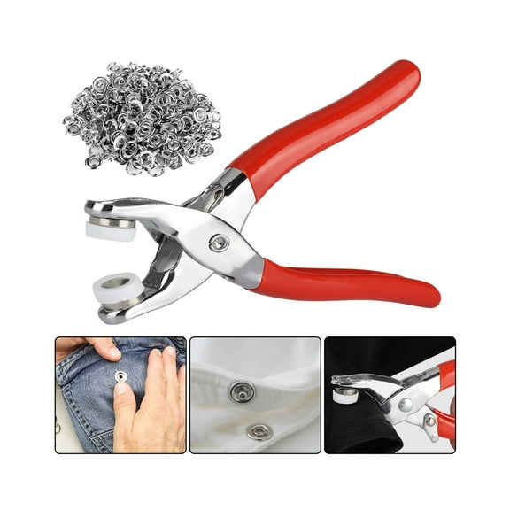 Casewin 100 Sets Snap Fasteners Kit Tool, Stainless Steel Snaps No-Sew Button Fasteners Studs, Fastener Pliers Press Tool Kit Snap Button for Sewing Crafting Clothes Jackets Jeans Shirts Bags