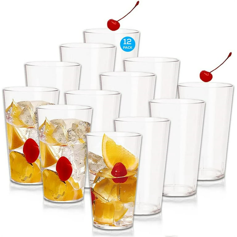 Plastic Tumblers Drinking Glasses Set of 2 Clear,Acrylic Cups For Kitchen -  Unbreakable, BPA Free, Dishwasher Safe Plastic Glass