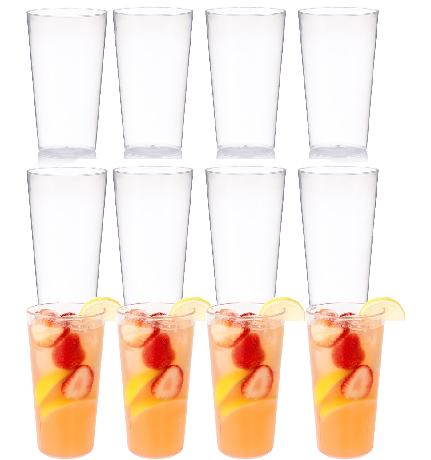 Casewin Plastic Glasses 530ml Stackable Set of 12, Dishwasher Safe Tumblers  Cups Plastic Drinking Glasses, Water Juice Cocktail Glasses Camping