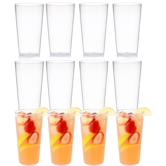 Casewin 12 Pack Restaurant Grade 9oz Clear Plastic Cup Break Resistant Drinking Glasses Are Reusable, Stackable and Shatterproof Drink Tumblers for Cafe Party and Catering Supplies