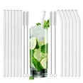 thumbnail image 1 of Casewin 12-Pack Reusable Glass Straws, Clear Glass Drinking Straw, Set of 6 Straight and 6 Bent with 4 Cleaning Brushes - Perfect for Smoothies, Milkshakes, Tea, Juice - Dishwasher Safe, 1 of 6