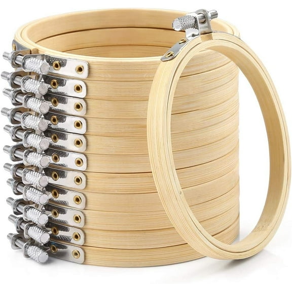 Casewin 12 Pieces 4 Inch Embroidery Hoops Bamboo Circle Cross Stitch Hoop Ring for Embroidery and Cross Stitch, Mini Embroidery Hoop Perfect to DIY Christmas Decoration