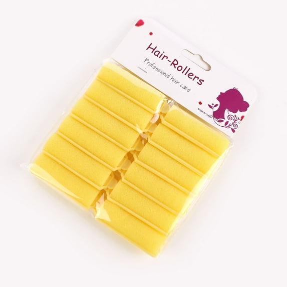 Casewin 12 Pieces Foam Sponge Hair Rollers - Soft Sleeping Hair Curlers Flexible Hair Styling Curlers Sponge Curlers for Hair Styling (Yellow)