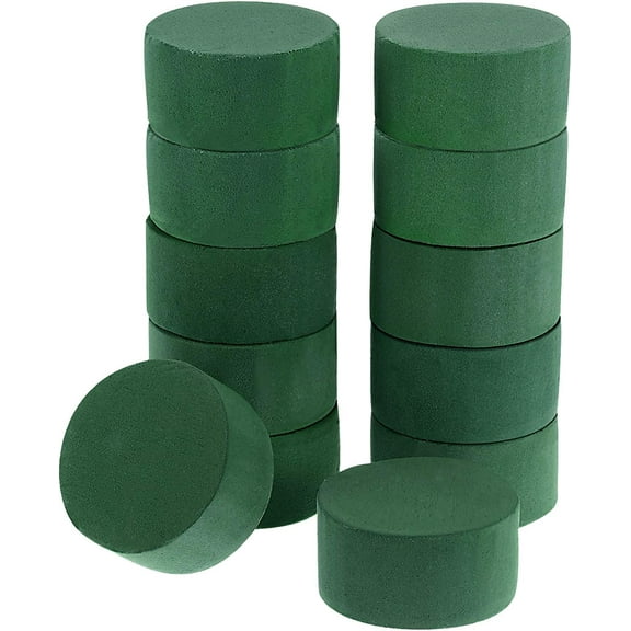 Casewin 12 Pieces Round Floral Foam, Wet Floral Foam Green Flower Foam DIY Flower Arrangement Kit Wedding Aisle Flowers, Party Decoration