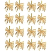 Casewin 12Pcs Christmas Bows Ribbon Red Bow Christmas Tree Bows for Christmas Wreath, Party Decorations, Xmas Decor, DIY Craft, Wedding and Gift Gold