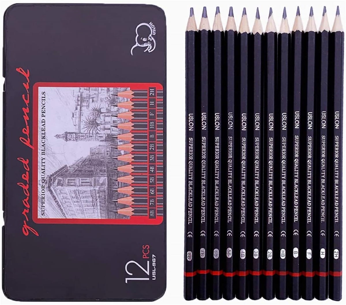 Castle Art Supplies 12 Pack Sketching & Drawing Pencils Set