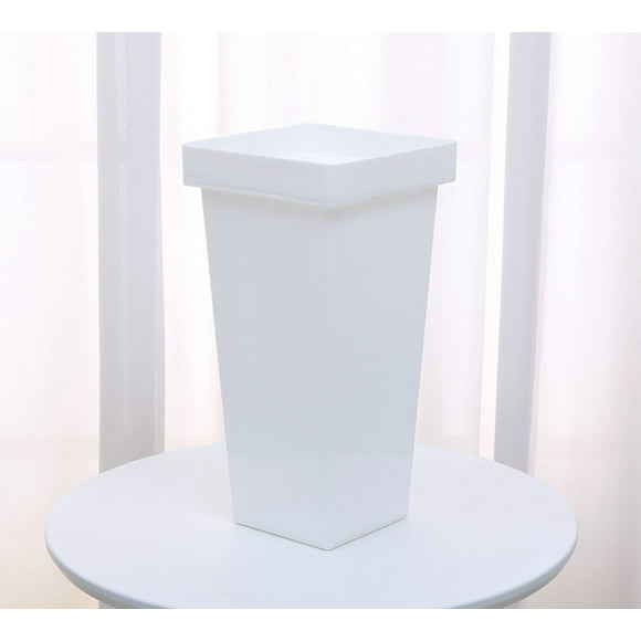 Casewin 13 Inch Vintage Plastic Flower Vase, Tall Planter Bucket, Farmhouse French Bucket for Centerpiece Decor, Floral Arrangements, Wedding Decor,White