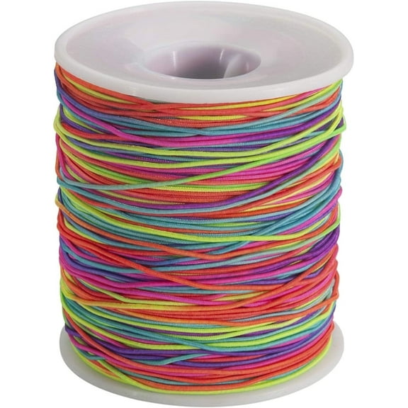 Casewin 1mm Elastic Cord Rainbow Bead Cord Elastic Thread Beading Stretchy String Cord Crafting Cord for Bracelet, Necklace Beading, Jewelry Making and Crafts, 100 Meters
