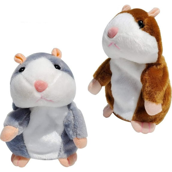 Casewin 2 Pack Talking Hamster Mouse Plush Interactive Toy Repeat What You Say Mimicry Pet Talking Record for Early Learning Gray and Brown