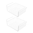 thumbnail image 1 of Casewin 2 Pack Under Shelf Wire Basket, Hanging Storage Baskets Under Cabinet Add-on Storage Racks, Slide-in Baskets Organizer for Kitchen Pantry Desk Bookshelf, White, 1 of 6