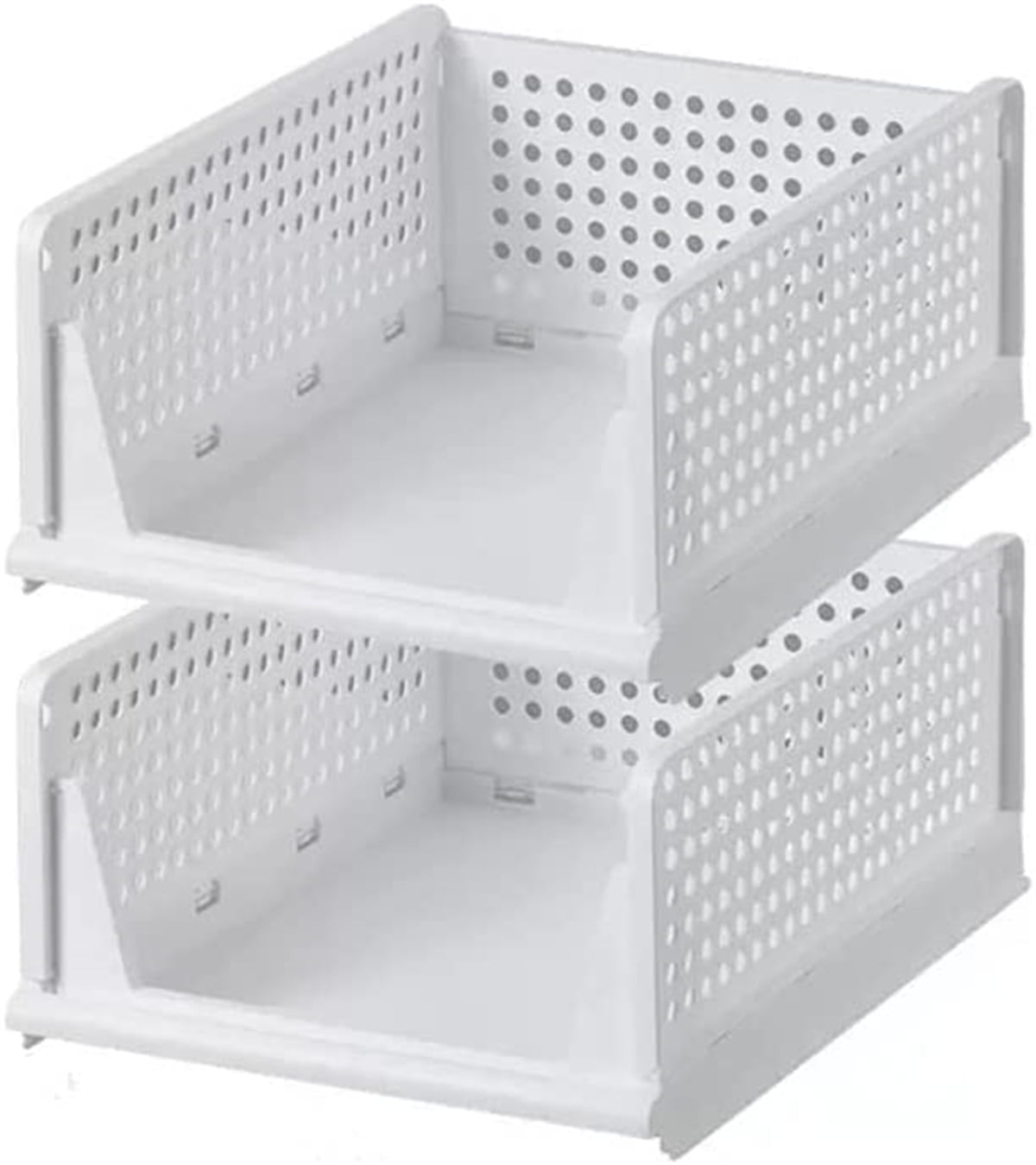 Casewin 4 Pack Folding Closet Organizers Storage Box Plastic Closet  Organizer,Stackable Plastic Storage Basket,Drawer Organizers for  Clothing(White)