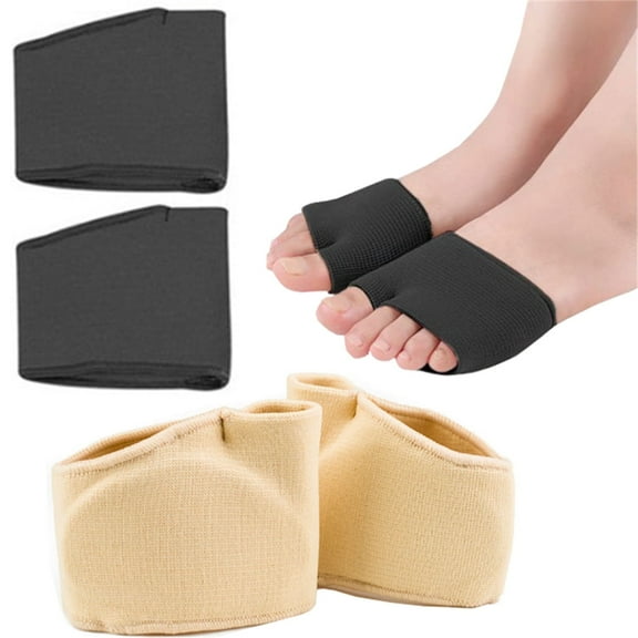 Casewin 2 Pairs Metatarsal Pads for Women and Men Ball of Foot Cushion - Gel Sleeves Cushions Pad - Fabric Soft Socks for Supports Feet Pain Relief - Beige and Black