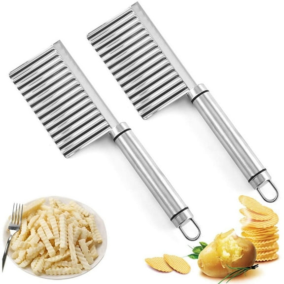 Casewin 2 Pcs Potato Crinkle Cutter, Crinkle Chopper, Vegetable Cutter, Crinkle Cutting Tool, Wave Cutter, Potato Cutter, Potato Chipper, Chopping Knives for Cutting Potato Vegetables Fruit