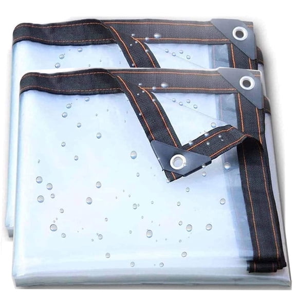 Bexikou 2 Pcs Clear Tarps Heavy Duty Waterproof with Grommets, 39x39 Inch Transparent Tarpaulin for Deck, Porch, Patio, Canopy, Outdoor Camping & Furniture Protection